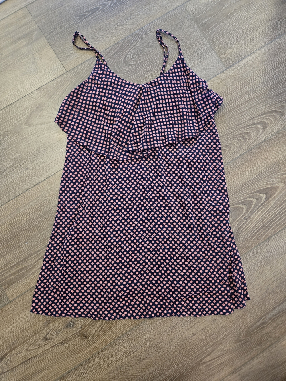 Billabong Navy and Pink Polka Ruffle Slip Dress